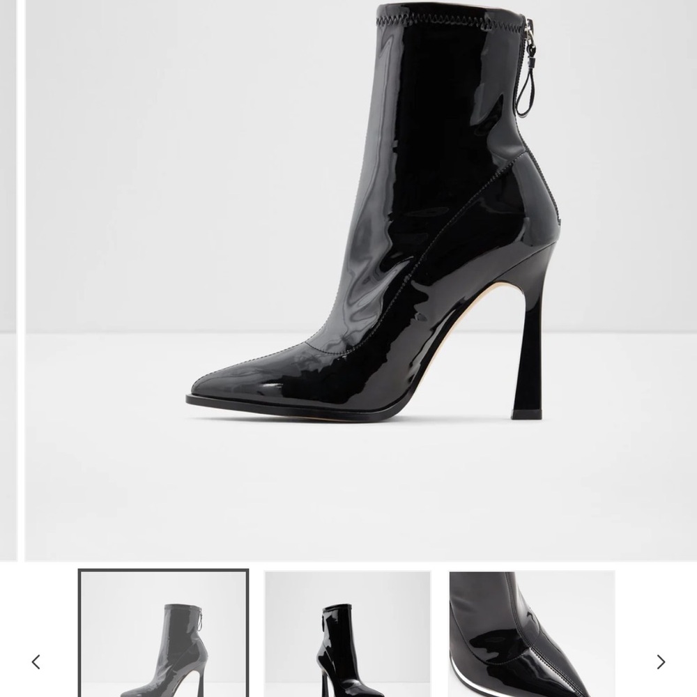 Aldo Glossy Black Heeled Boots